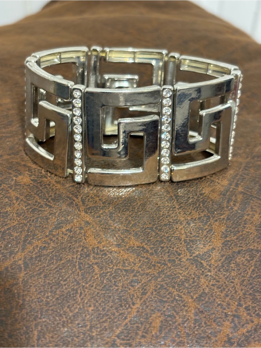 Greek Key stretchy bracelet with rhinestones